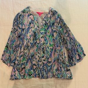 ✨Lilly Pulitzer Metallic Print Silk Top – Size Small✨